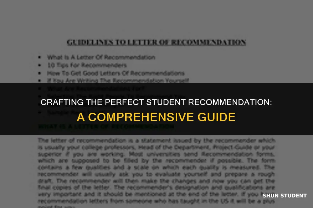 what does a good student recommendation look like