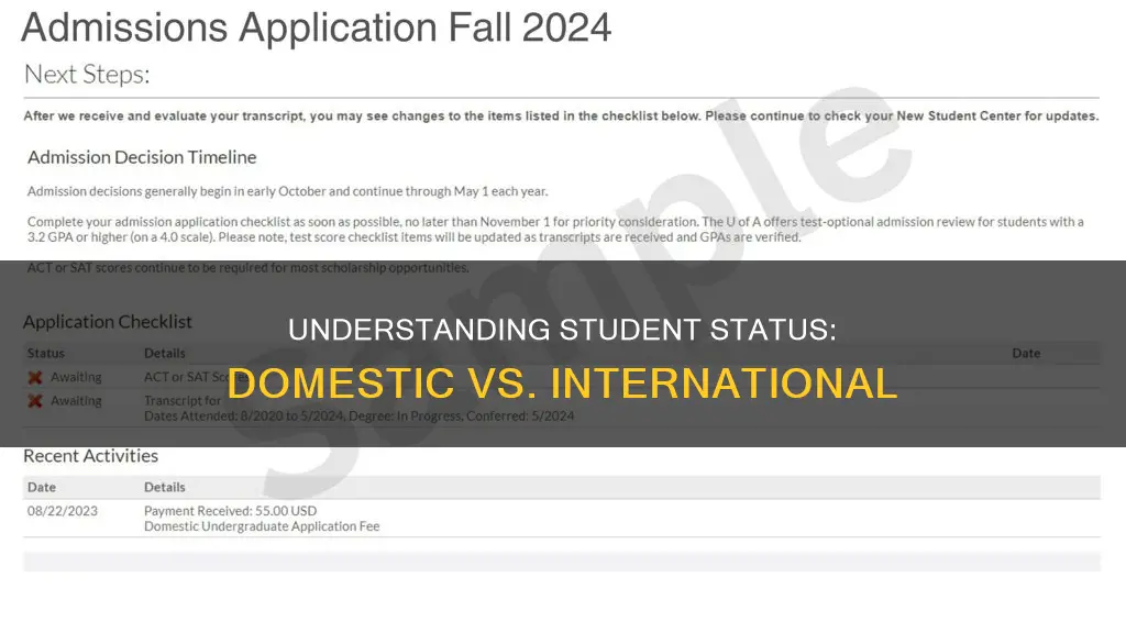what does domestic or international student mean