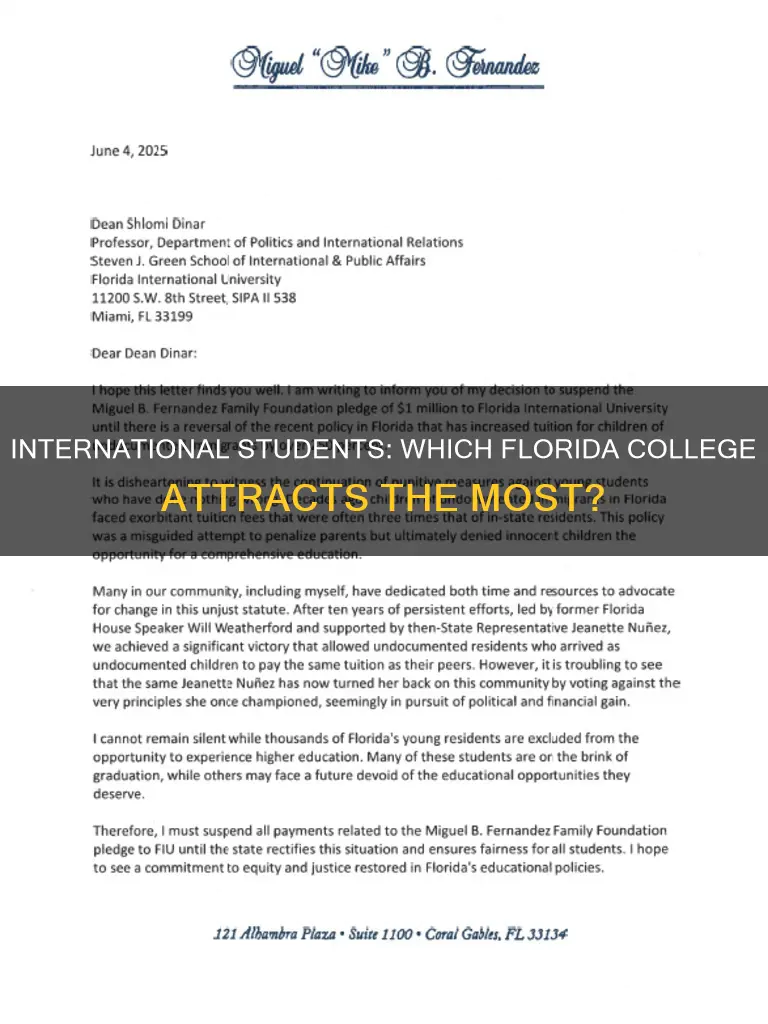 what florida college has the highest percentage of international students