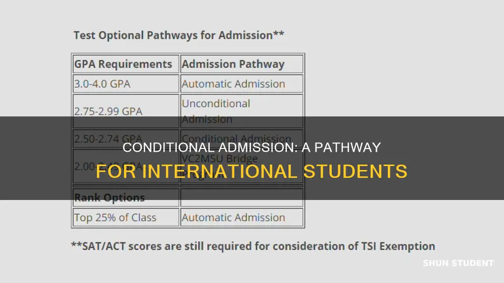 what is conditional admission for international students