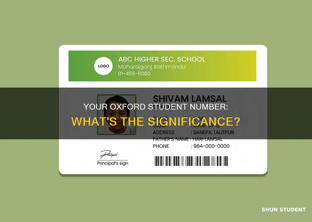 what is my student number oxford university