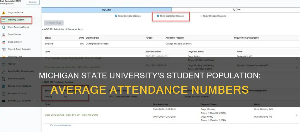 what is the average number students attending michigan state university