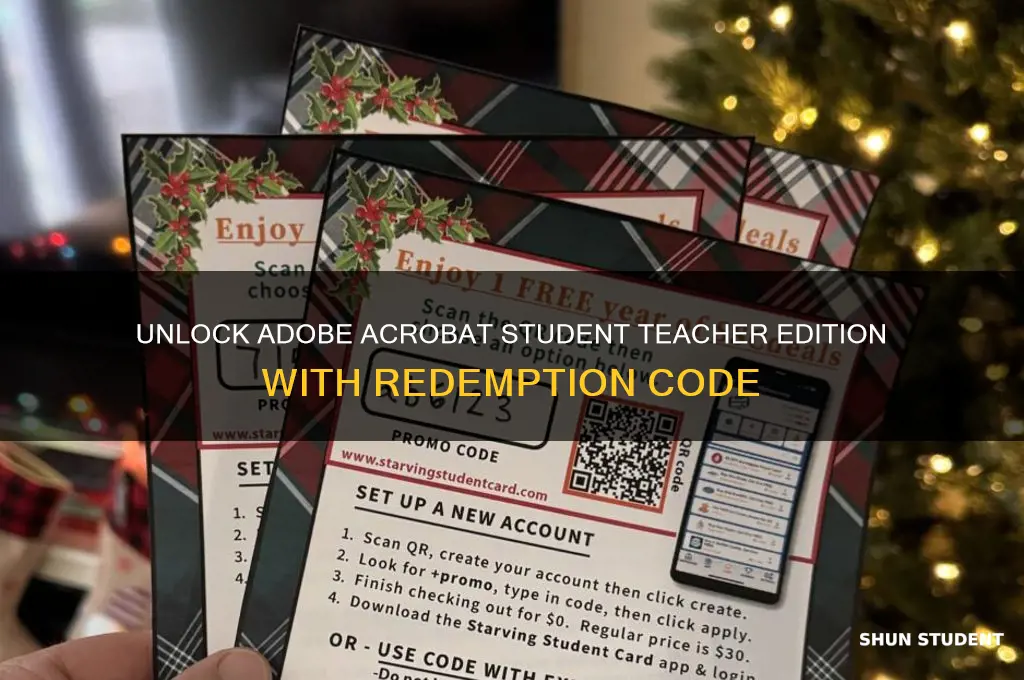 what is the redemption code for adobe acrobat student teacher