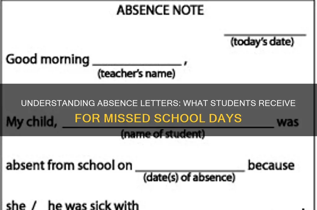 what letter will a student receive for being absent