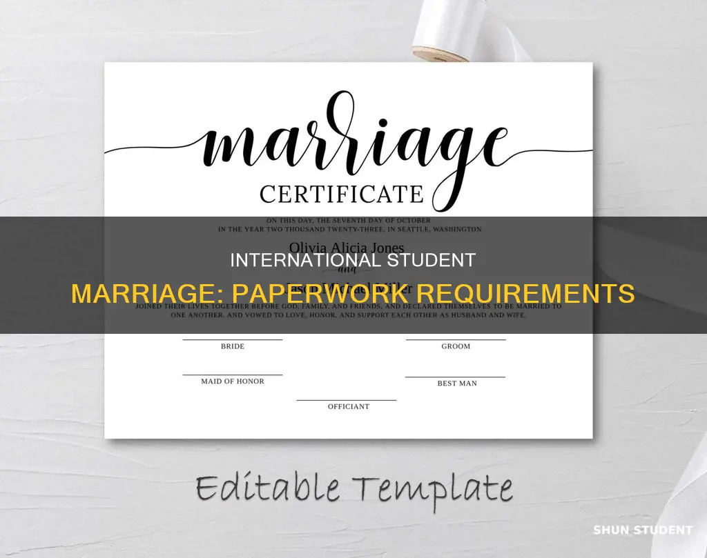 what paper work do i need to marry international student