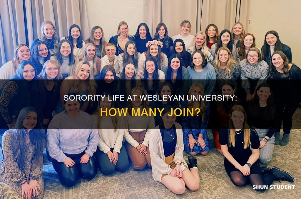 what percent of students at wesleyan university are in sororities