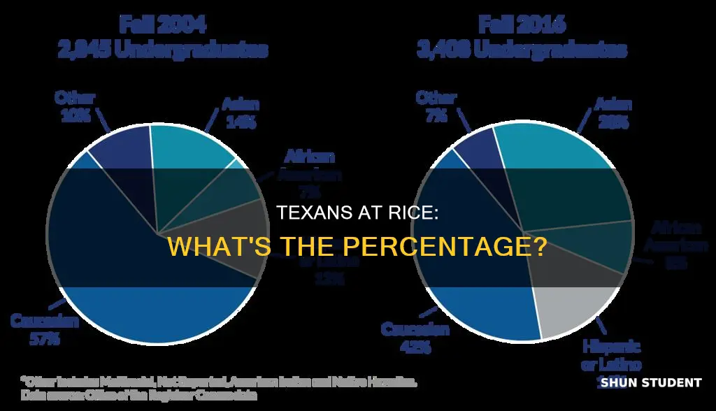 what percentage of the students at rice university are texans