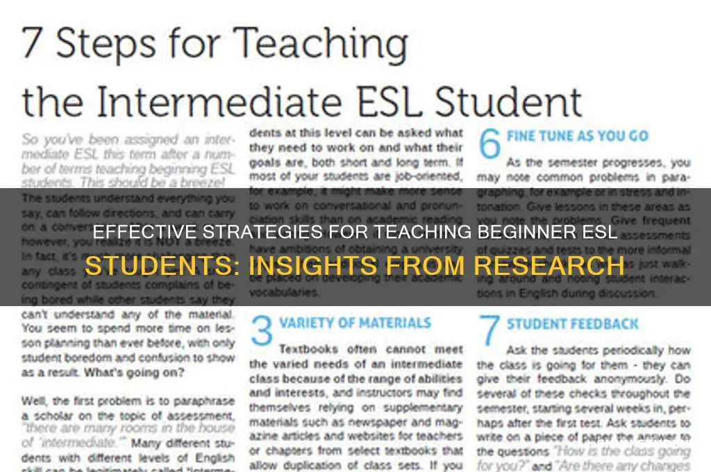 what research says about how to teach beginner esl students
