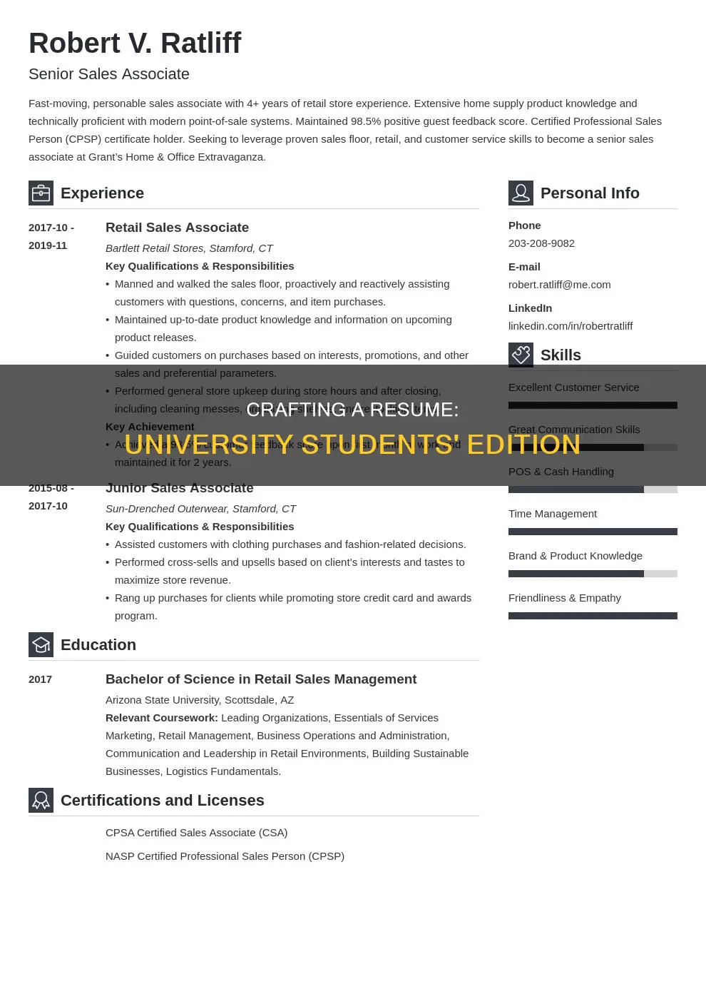 what should a resume include for university students