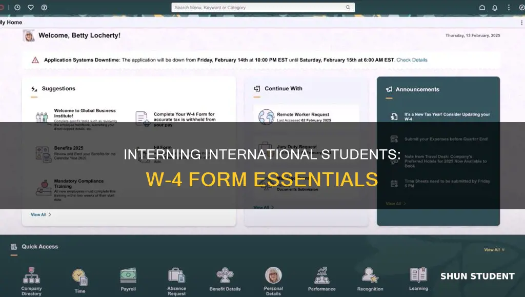 what should internation students interning put in their w4