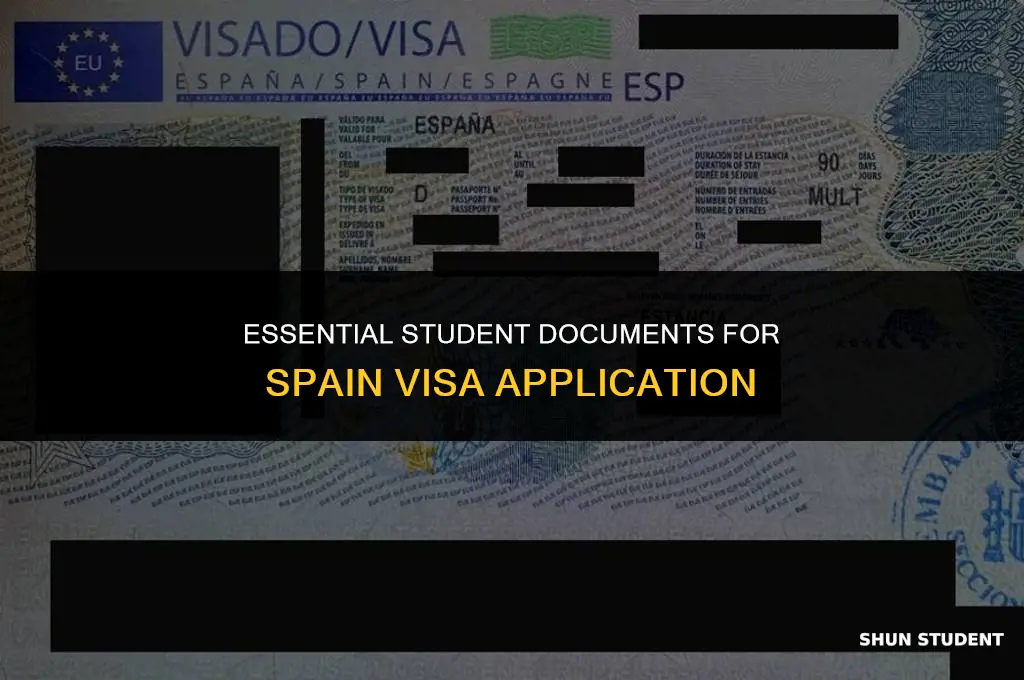 what student documents are needed for spain visa