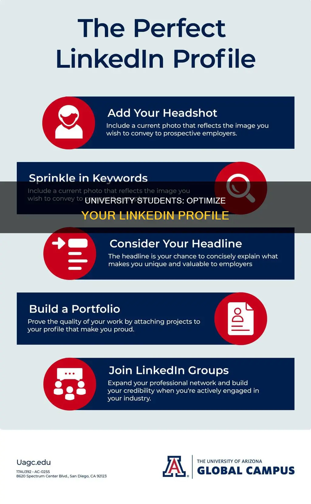what to include as a university student on linkedin