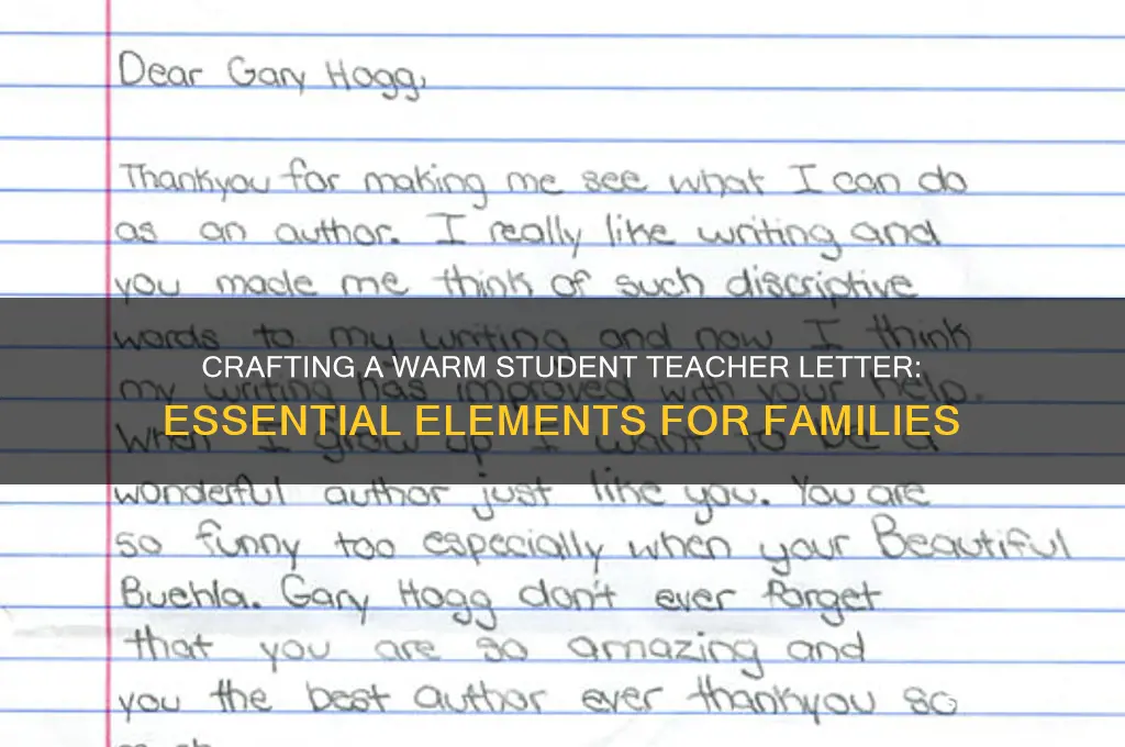 what to include in student teacher letter to students families