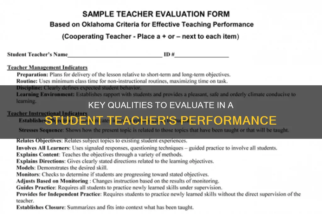 what to look for in evaluating a student teacher