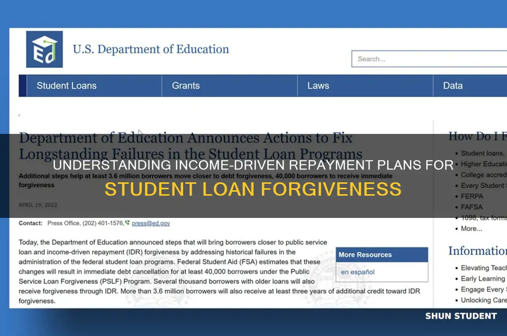 what types of income drive student loans will be forgiven