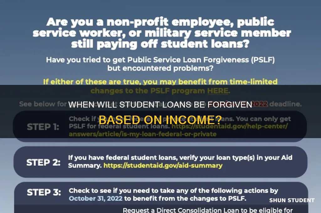 what year income will student loans be forgiven