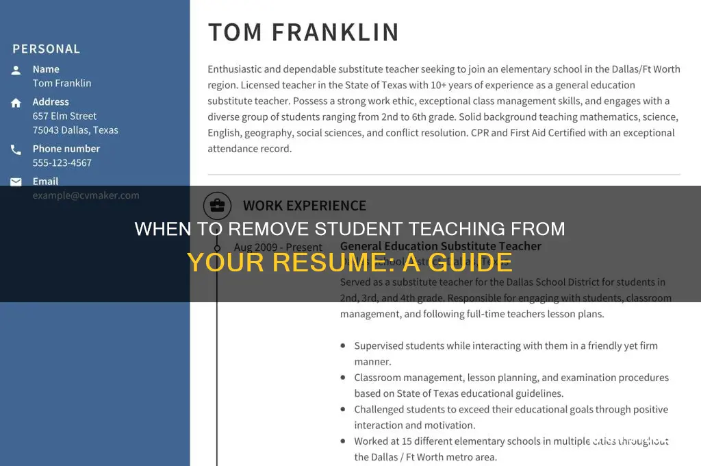 when do i take student teaching off resume