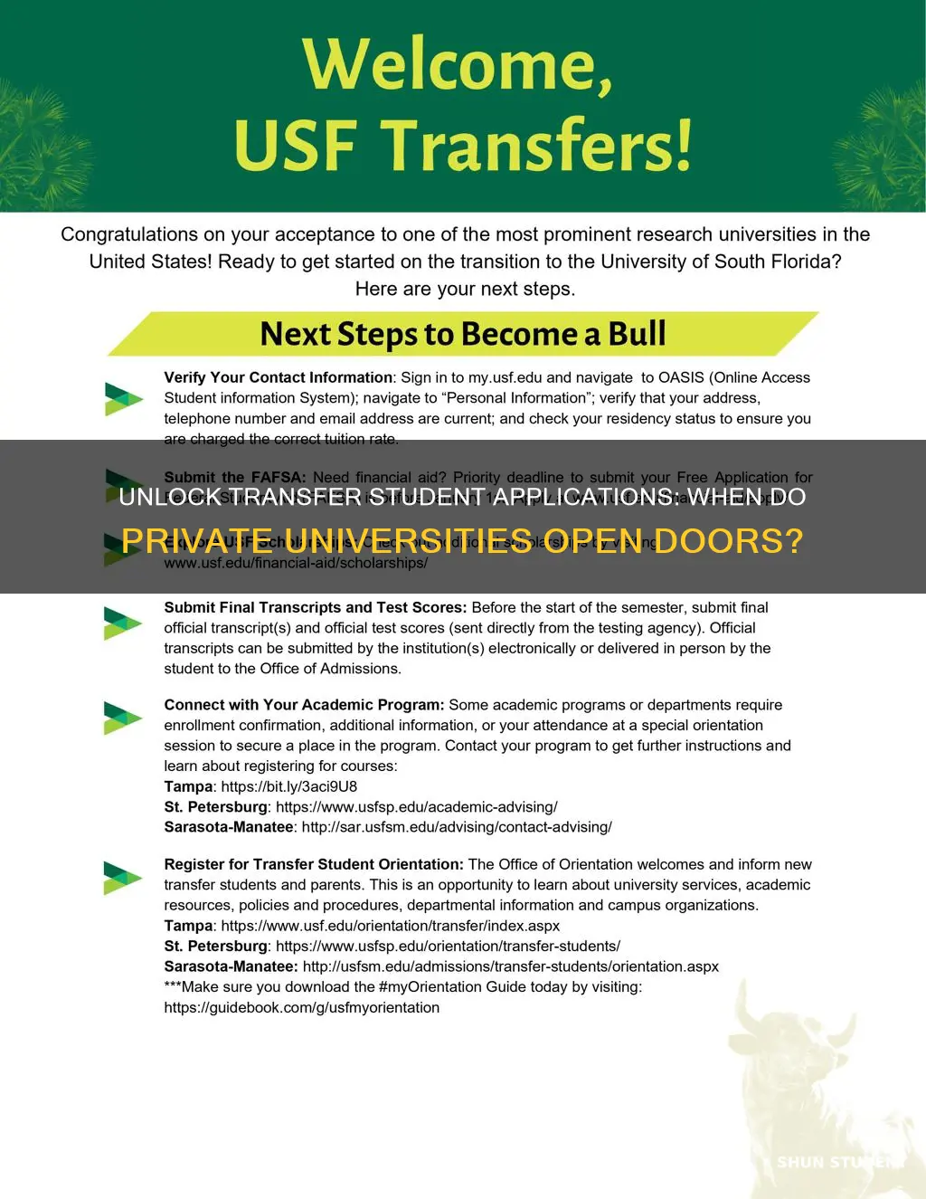 when do private universities open up applications for transfer students