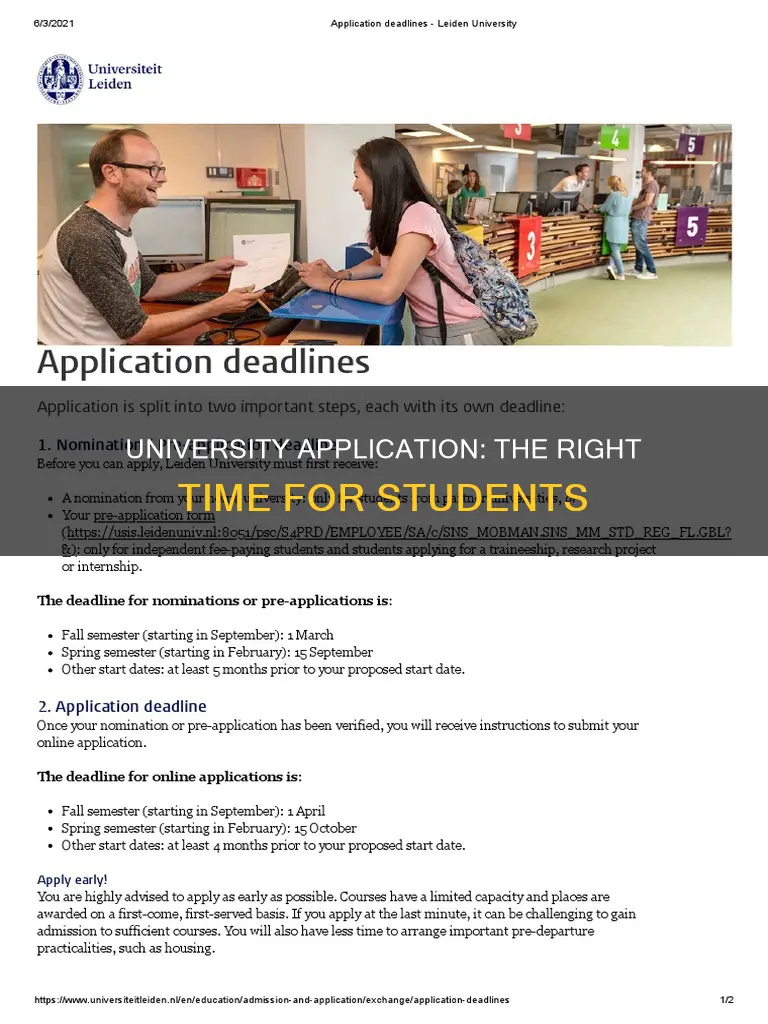 when do students start applying for university