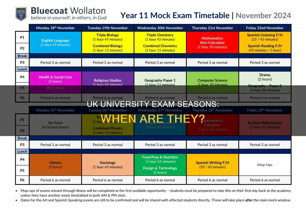 when do university students in uk do exams