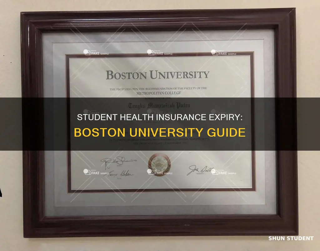 when does my student health insurance expire boston university