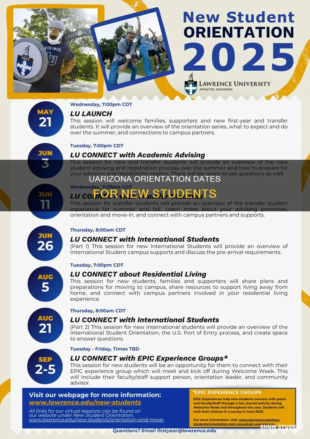 when is new student orientation at university of arizona