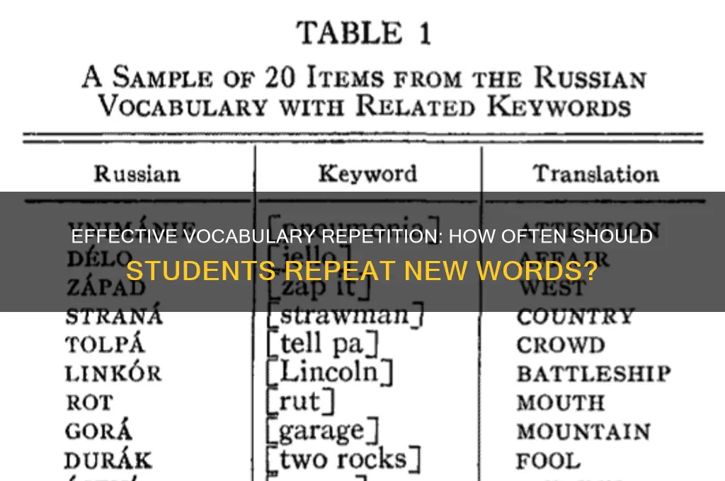 when teaching new vocabulary how many times should student repeat