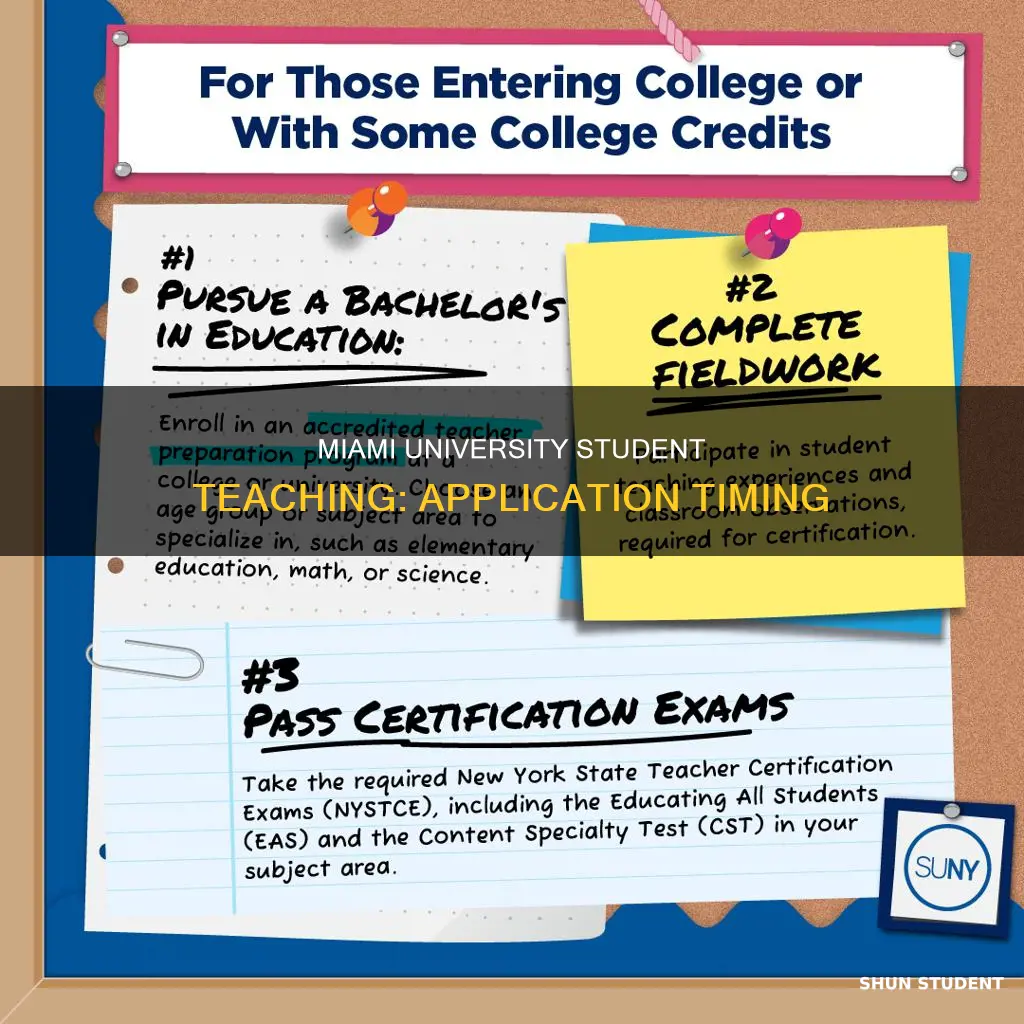 when to application for student teaching miami university