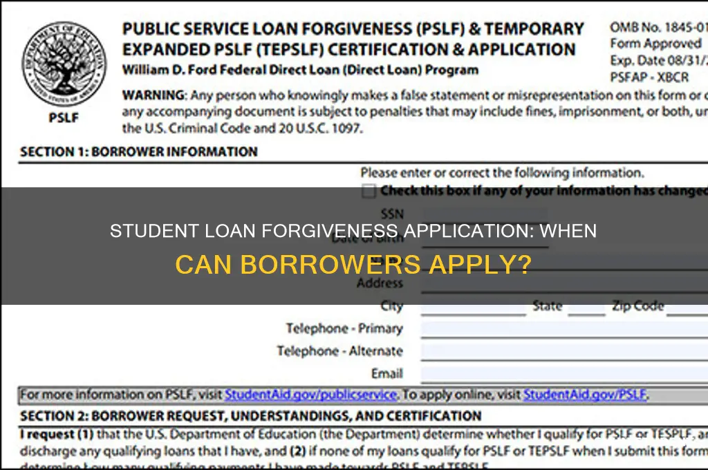 when will application for student loan forgiveness be available