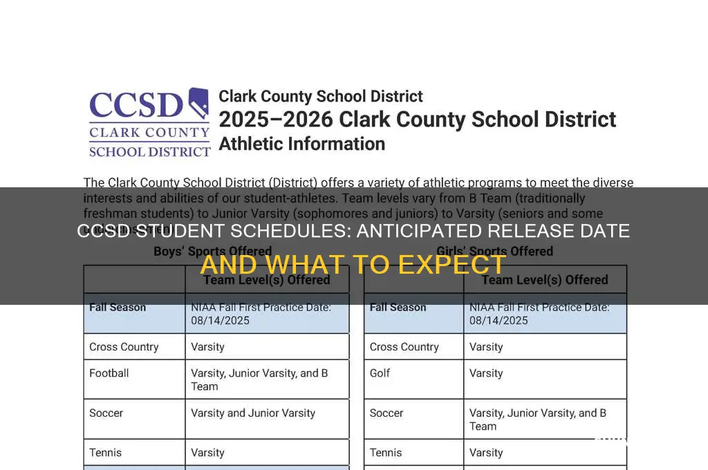 when will ccsd send out student schedules