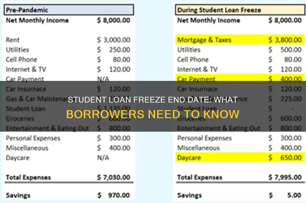 when will student loan freeze end