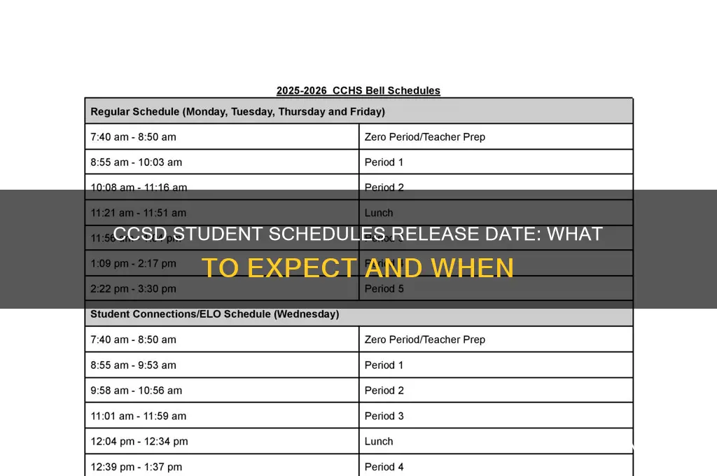 when will student schedulesbe released for ccsd