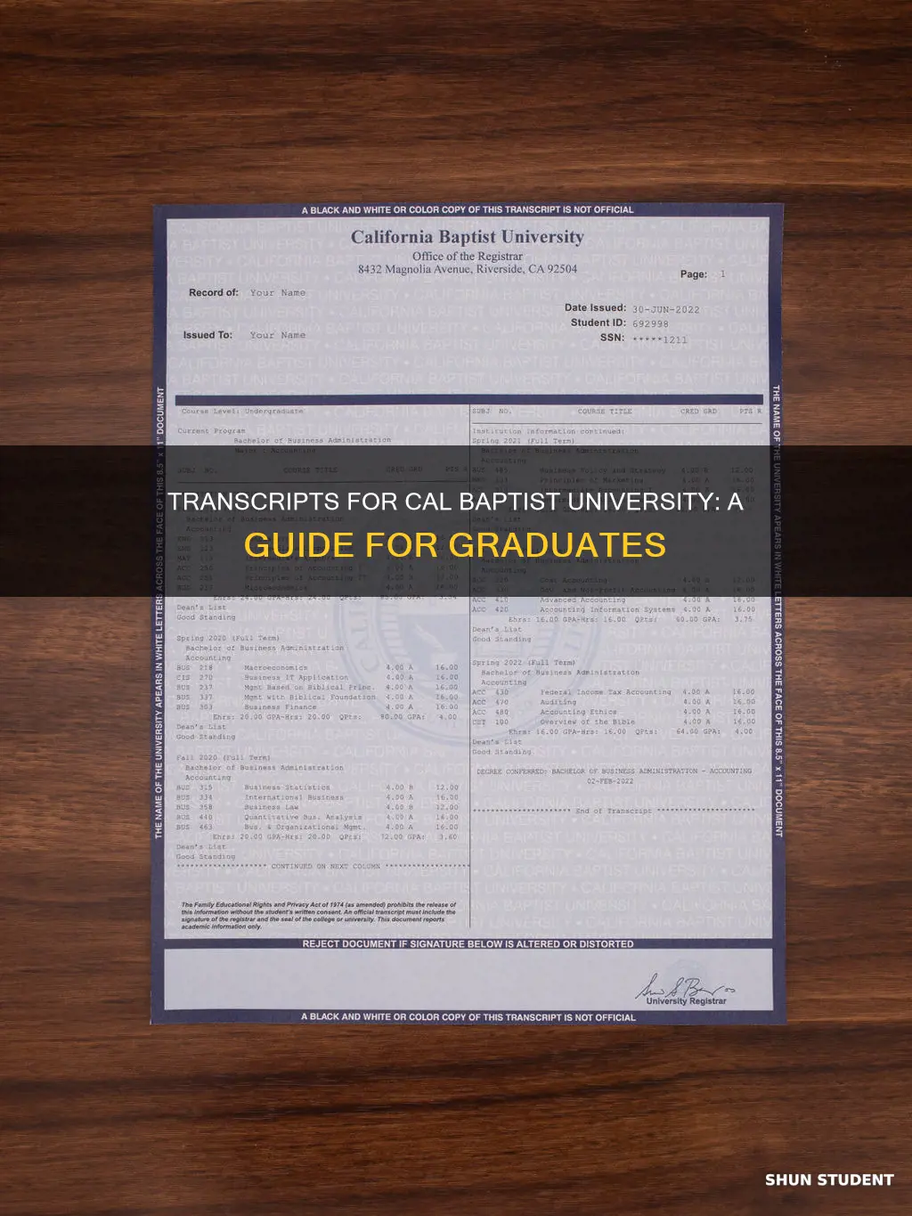 where do graduate students send transcripts to cal baptist university
