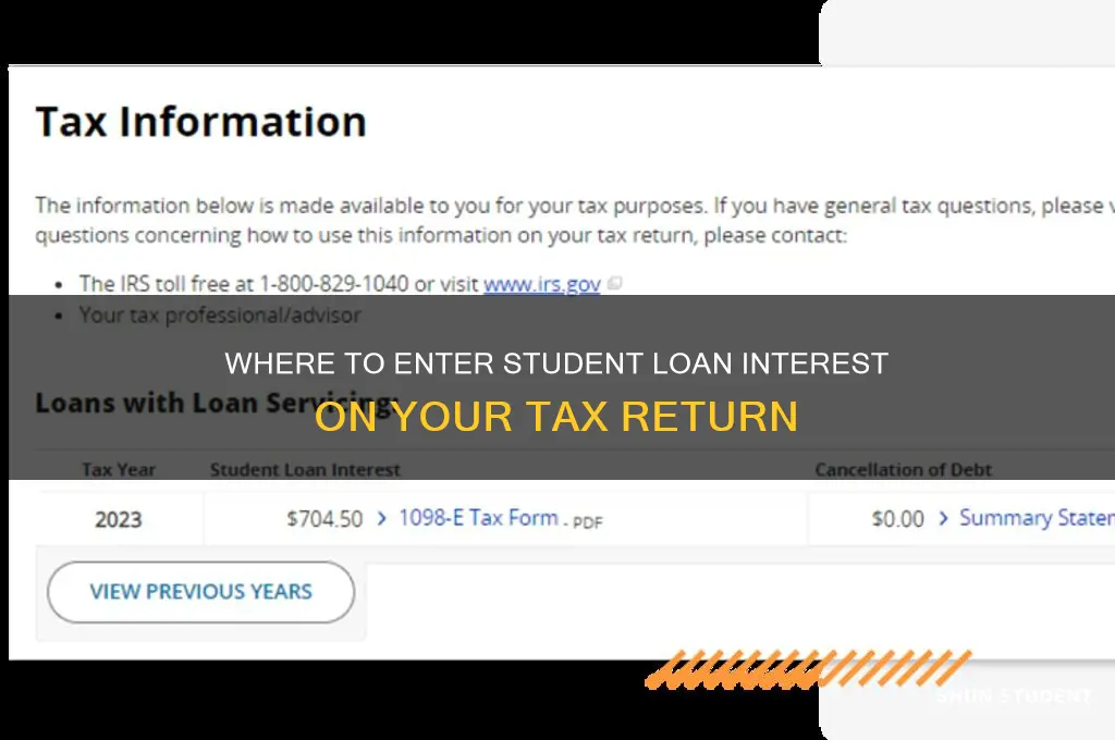 where do i enter student loan interest