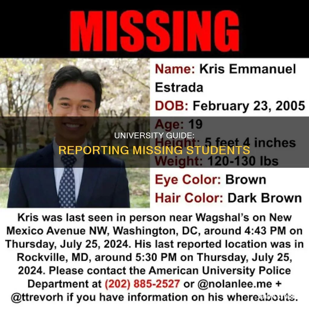 where do you report a missing student to a university