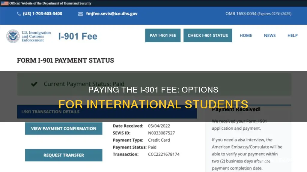 where or how do international students pay the i-901 fee