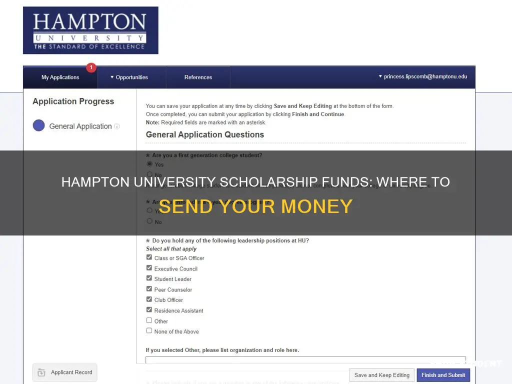 where to send scholarship money for student at hampto university