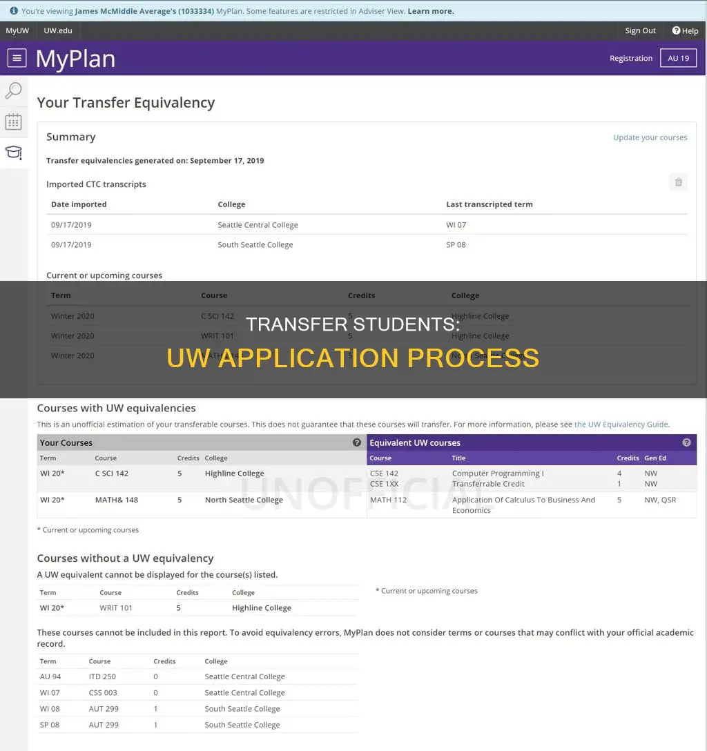 which application do transfer students use for university of washington