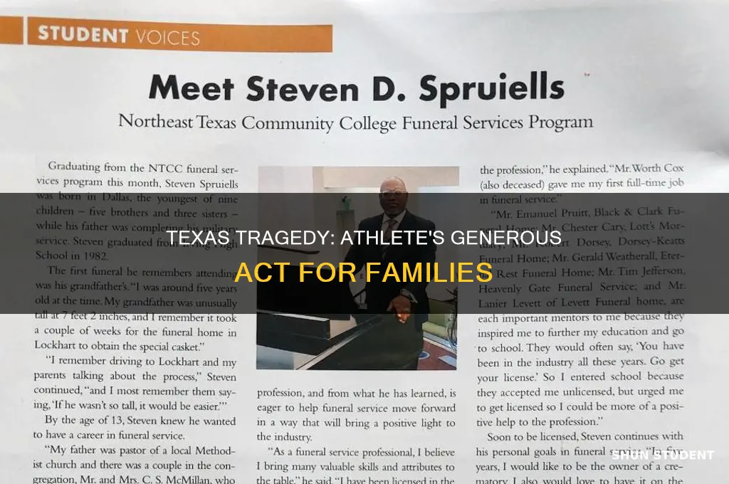 which athlete is paying cor texas student funerala