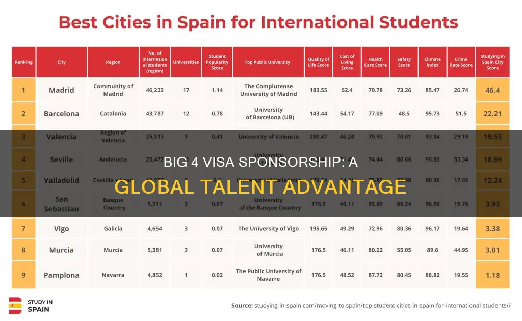 which big 4 supply visa for international student