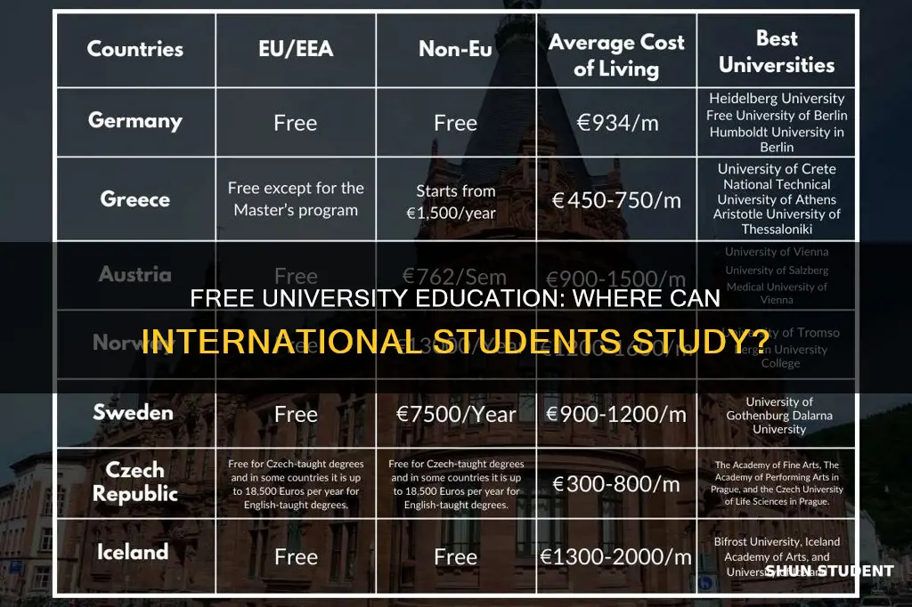 which countries offer free university education for international students