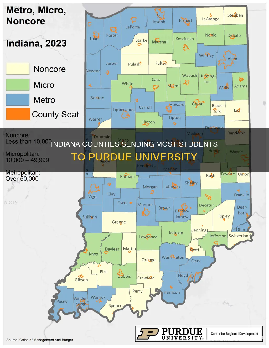 which indiana counties send the most students to purdue university