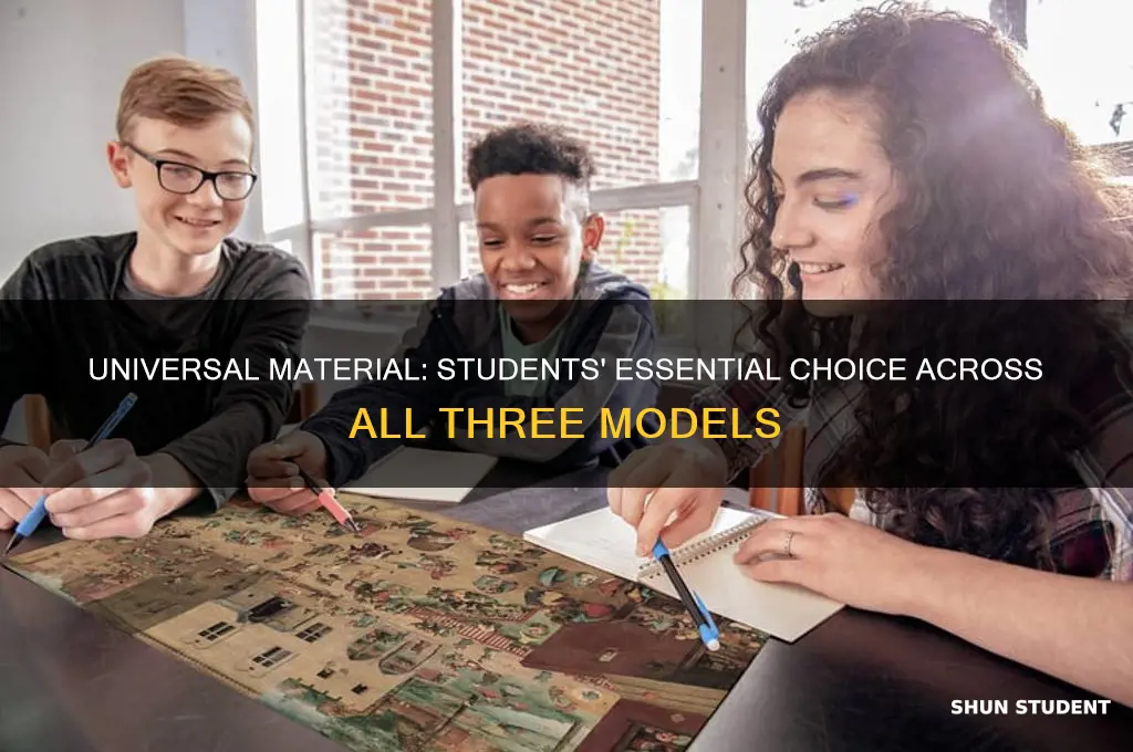 which material will students use in all three models