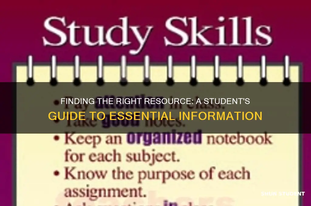 which resource will give the information the student needs