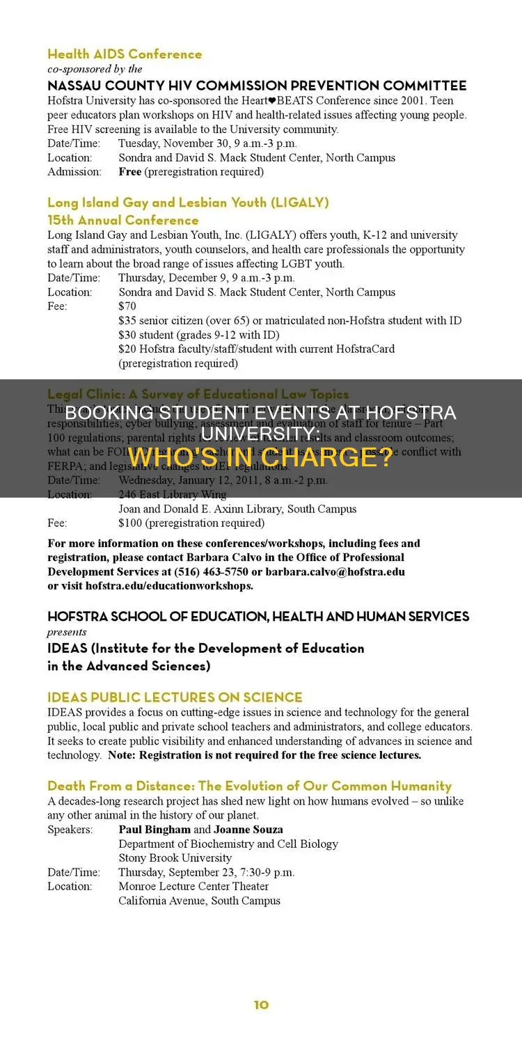 who books student events at hofstra university