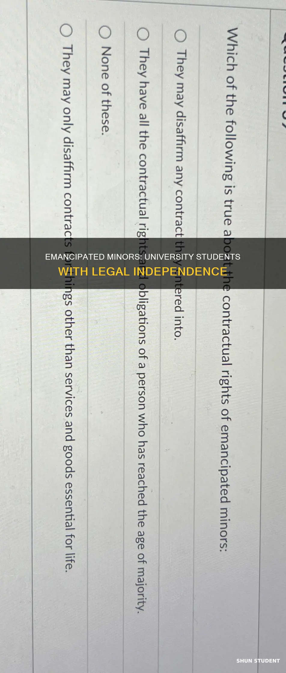 who is an emancipated minor student in university