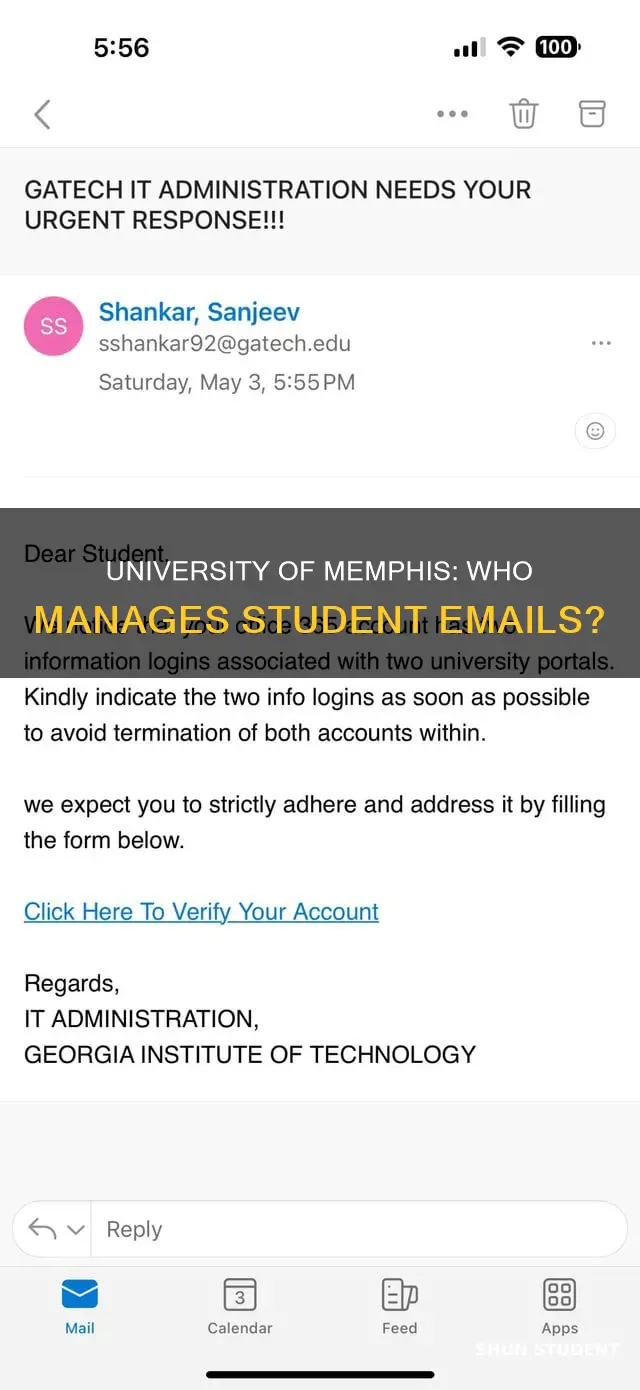 who is over student email at university of memphis
