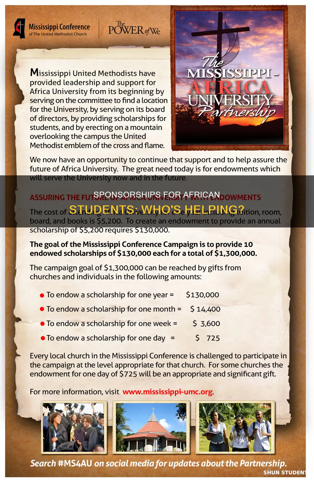 who sponsor africa university student
