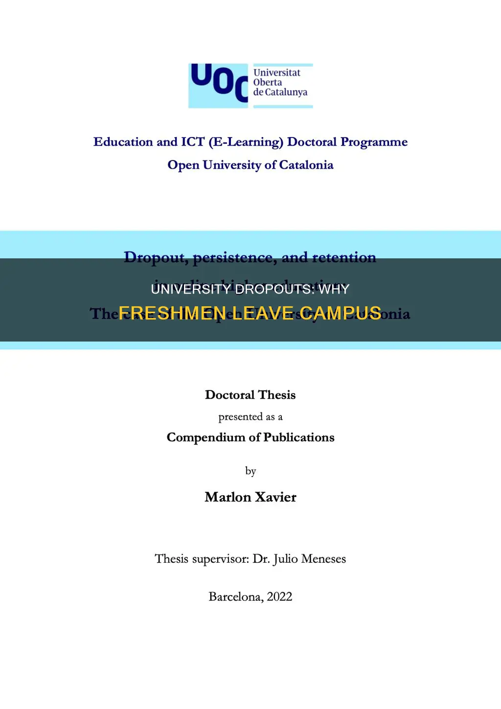 why do first year students dropout of university