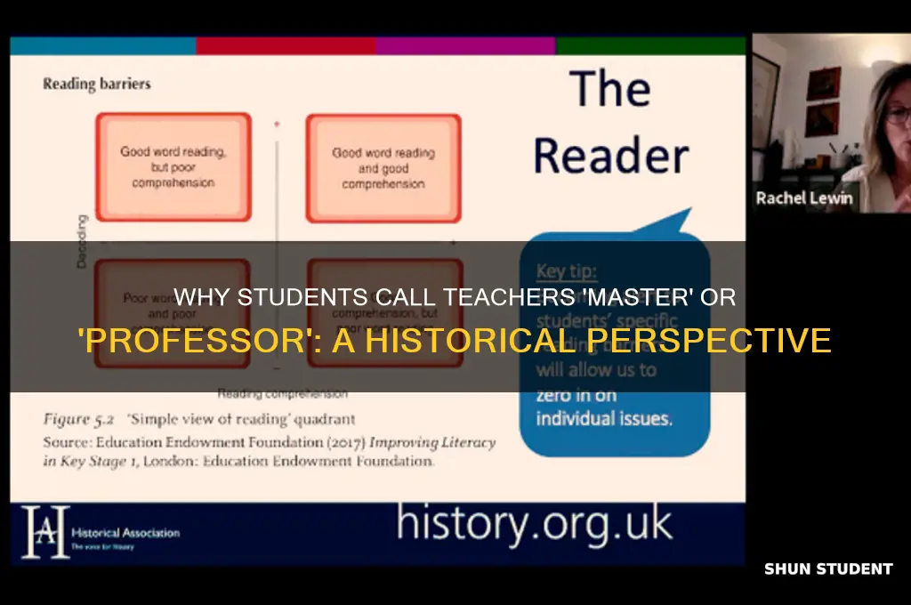why does the student called a teacher master or professor